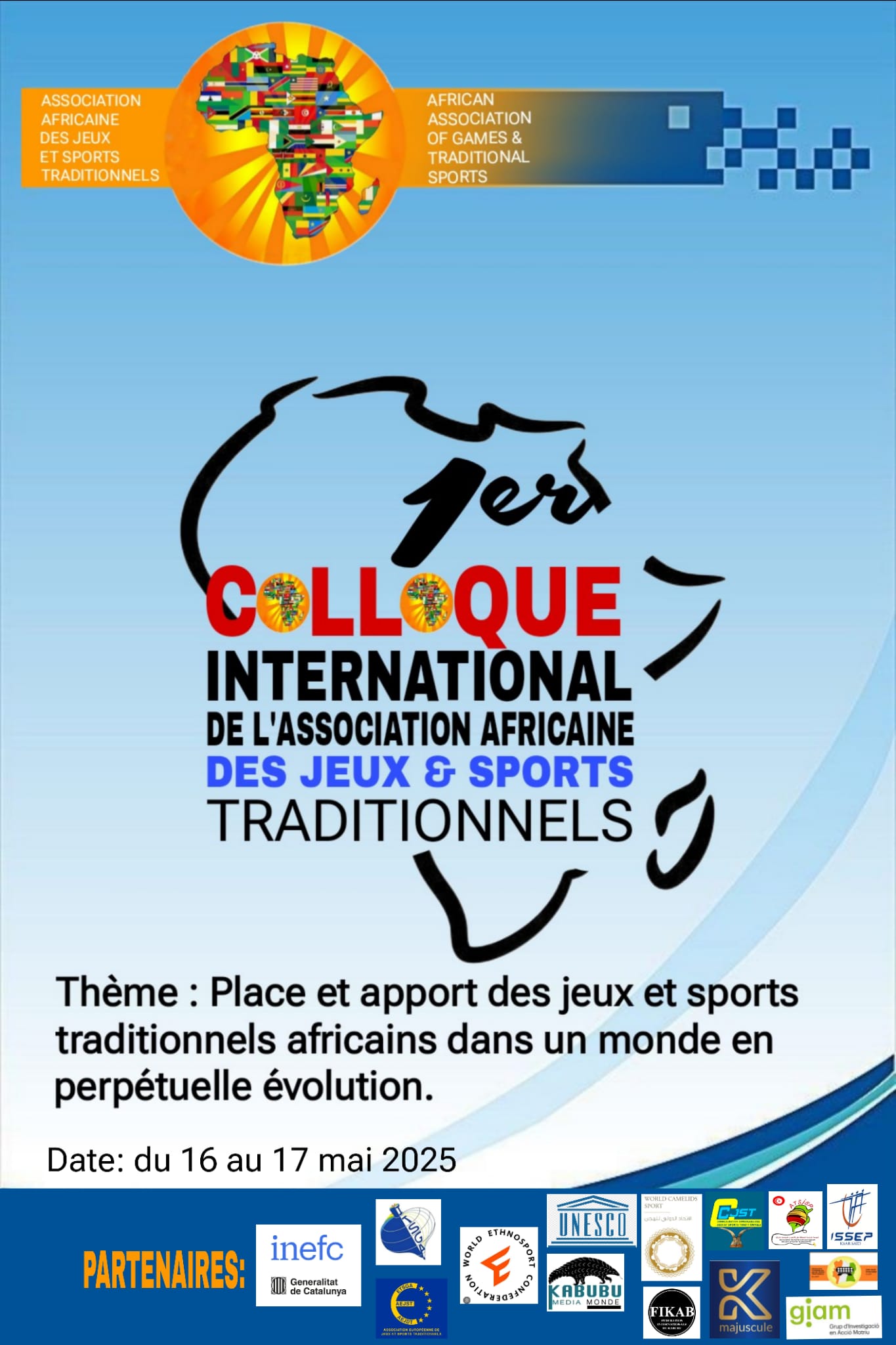 Affiche du premier colloque scientifique international AAJST, mai 2025